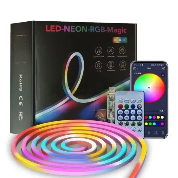 ریسه نئون فلکسی RGB فول کالر برنامه پذیر