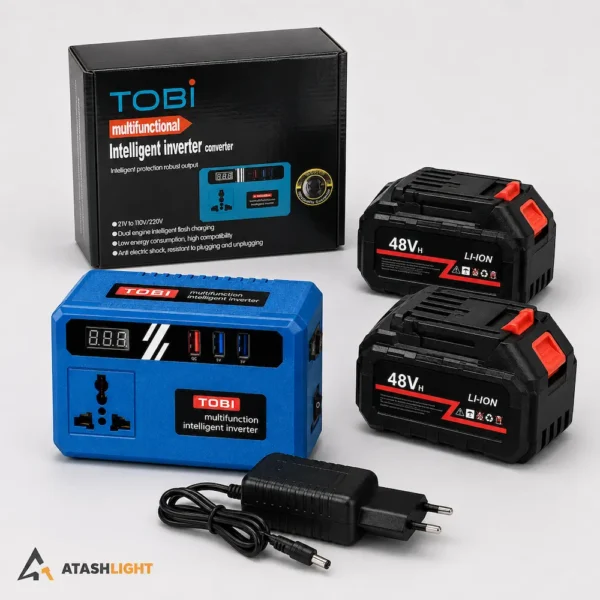 اینورتر هوشمند TOBI مدل Intelligent Inverter با دو باتری لیتیومی و شارژر